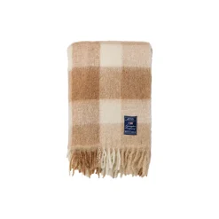 Lexington Checked Mohair Mix Throw, beige/white