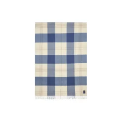 Lexington Checked Recycled Wool Throw, misty blue/beige/white
