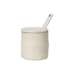 Ferm Living Flow Krukke med ske, off white