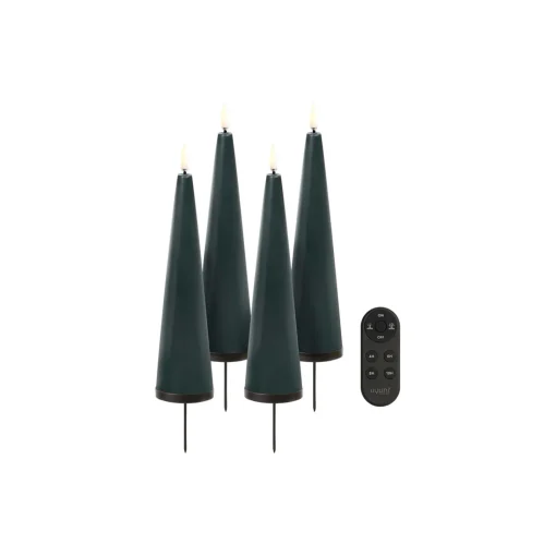 Uyuni Lighting Giftbox w. spike, remote, LED cone candle 4-pack,