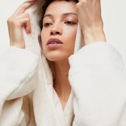 Dame Aiayu Hooded Bathrobe Terry, pure ecru