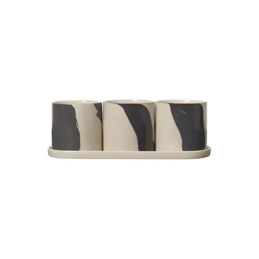 Ferm Living Inlay Herb Pots, sand/brown
