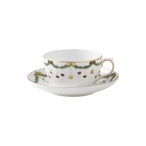 Royal Copenhagen Stjerne Riflet Jul kop med underkop 32 cl