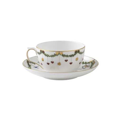 Royal Copenhagen Stjerne Riflet Jul kop med underkop 32 cl